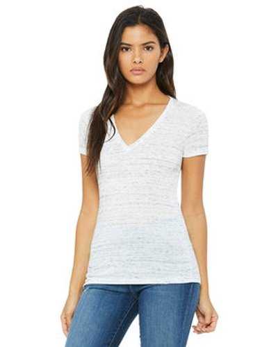 Bella + Canvas B6035 Ladies&#39; Jersey Short-Sleeve Deep V-Neck T-Shirt - White Marble - HIT a Double