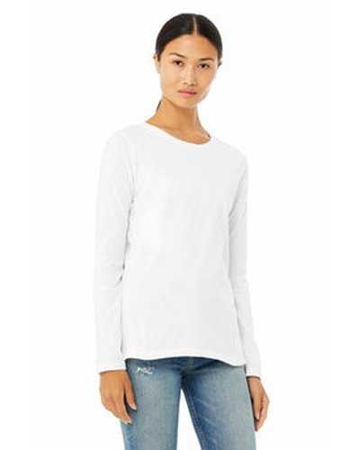 Bella + Canvas B6500 Ladies&#39; Jersey Long-Sleeve T-Shirt - White - HIT a Double