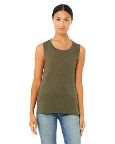 Bella + Canvas B8803 Ladies' Flowy Scoop Muscle Tank - Heather Olive - HIT a Double