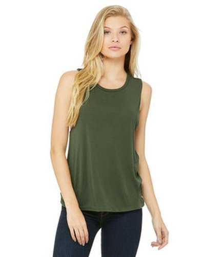 Bella + Canvas B8803 Ladies&#39; Flowy Scoop Muscle Tank - Military Green - HIT a Double