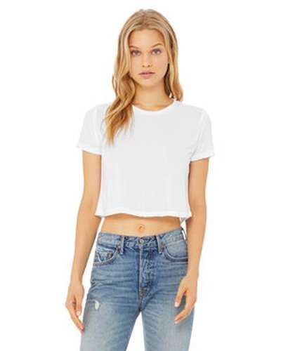 Bella + Canvas B8882 Ladies&#39; Flowy Cropped T-Shirt - White - HIT a Double