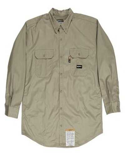 Berne FRSH10 Men's Flame-Resistant Button-Down Work Shirt - Khaki - HIT a Double