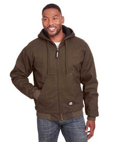 Berne HJ375T Men&#39;s Tall Highland Washed Cotton Duck Hooded Jacket - Bark - HIT a Double