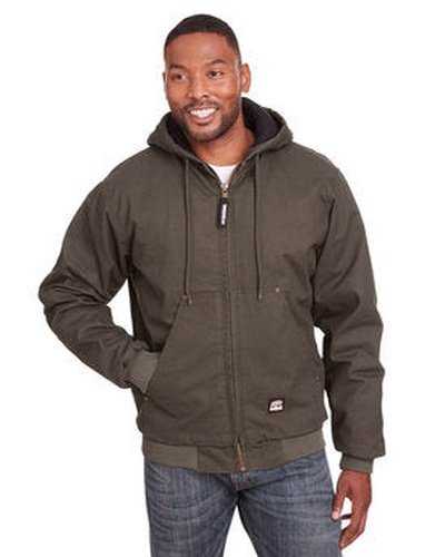 Berne HJ375T Men's Tall Highland Washed Cotton Duck Hooded Jacket - Olive Duck - HIT a Double