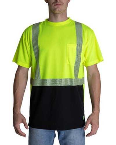 Berne HVK017 Unisex Hi-Vis Class 2 Color Blocked Pocket T-Shirt - Hi Vis Yellow - HIT a Double