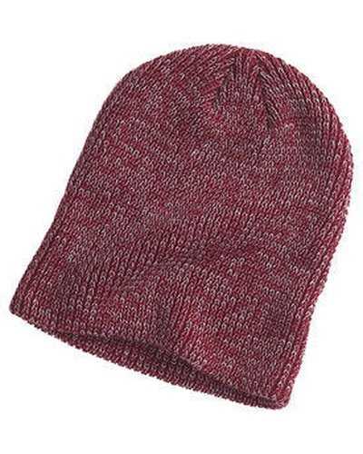 Big Accessories BA524 Ribbed Marled Beanie - Maroon Gray - HIT a Double