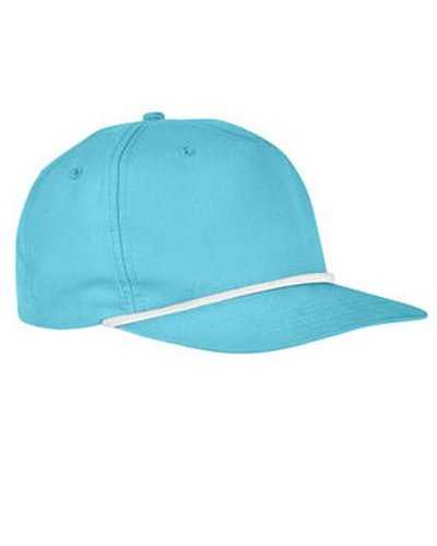 Big Accessories BA671 5-Panel Golf Cap - Turquoise White - HIT a Double