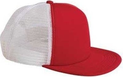 Big Accessories BX030 5-Panel Foam Front Trucker Cap - Red White - HIT a Double