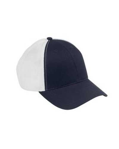 Big Accessories OSTM OldSchool Baseball Cap with Technical Mesh - Navy White - HIT a Double