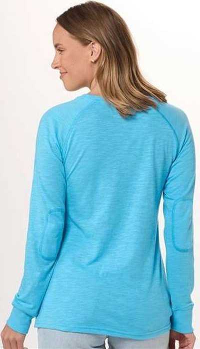 Boxercraft BW3166 Women&#39;s Solid Preppy Patch Long Sleeve T-Shirt - Pacific Blue - HIT a Double - 3