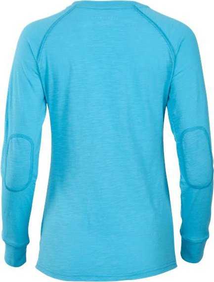 Boxercraft BW3166 Women&#39;s Solid Preppy Patch Long Sleeve T-Shirt - Pacific Blue - HIT a Double - 4