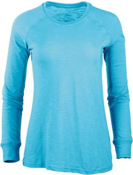 Boxercraft BW3166 Women&#39;s Solid Preppy Patch Long Sleeve T-Shirt - Pacific Blue - HIT a Double - 1