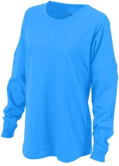 Boxercraft BW3514 Women&#39;s Pom Pom Long Sleeve Jersey T-Shirt - Collegiate Blue - HIT a Double - 1