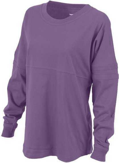 Boxercraft BW3514 Women&#39;s Pom Pom Long Sleeve Jersey T-Shirt - Grape&quot; - &quot;HIT a Double