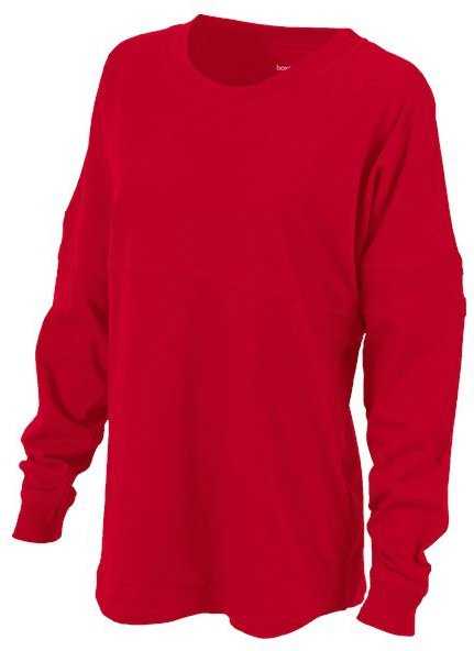 Boxercraft BW3514 Women&#39;s Pom Pom Long Sleeve Jersey T-Shirt - True Red&quot; - &quot;HIT a Double