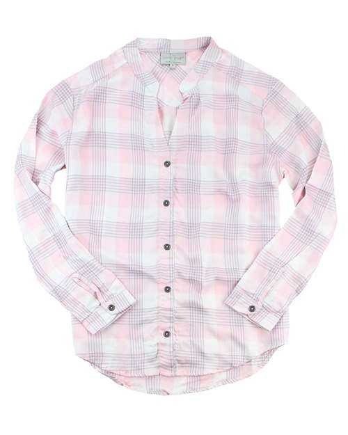 Boxercraft FL01 Women&#39;s Loungelite Button-Back Shirt - Pink White Grey - HIT a Double