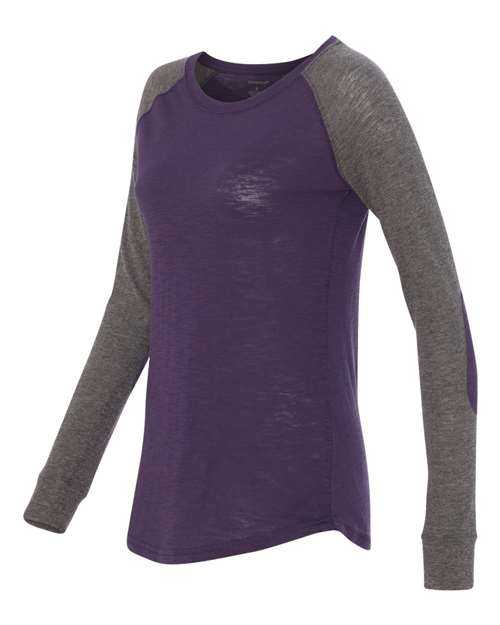 Boxercraft T66 Womens Preppy Patch Slub Long Sleeve T-Shirt - Purple Granite - HIT a Double