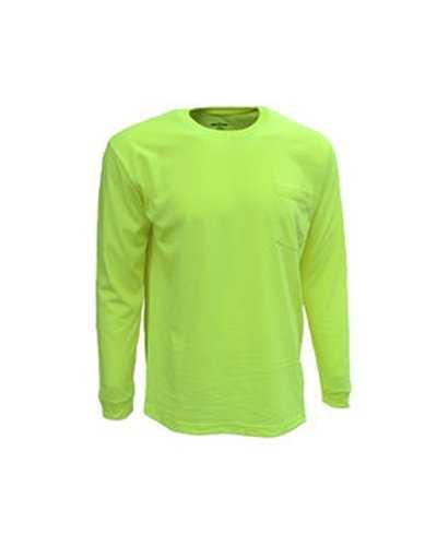 Bright Shield B146 Adult Long-Sleeve Pocket Tee - Safety Green - HIT a Double