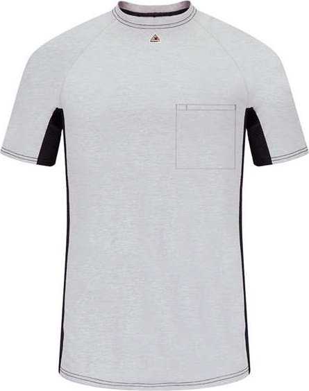 Bulwark MPS4 Short Sleeve FR Two-Tone Base Layer with Concealed Chest Pocket- EXCEL FR - Gray - HIT a Double - 1