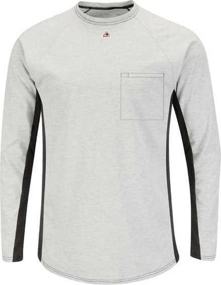 Bulwark MPS8 Long Sleeve FR Two-Tone Base Layer with Concealed Chest Pocket - EXCEL FR - Gray - HIT a Double - 1