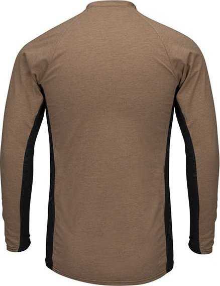 Bulwark MPS8 Long Sleeve FR Two-Tone Base Layer with Concealed Chest Pocket - EXCEL FR - Khaki - HIT a Double - 2
