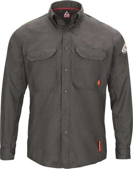 Bulwark QS50L iQ Series Long Sleeve Comfort Woven Lightweight Shirt Long Sizes - Dark Gray - HIT a Double - 1