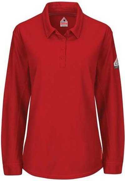 Bulwark QT15 iQ Series Women's Long Sleeve Polo with 4-Button Placket - Red - HIT a Double - 1
