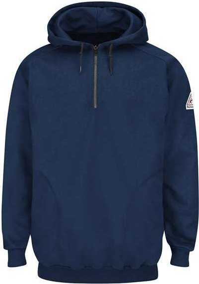 Bulwark SEH8 Pullover Hooded Fleece Sweatshirt Quarter-Zip - Navy - HIT a Double - 1
