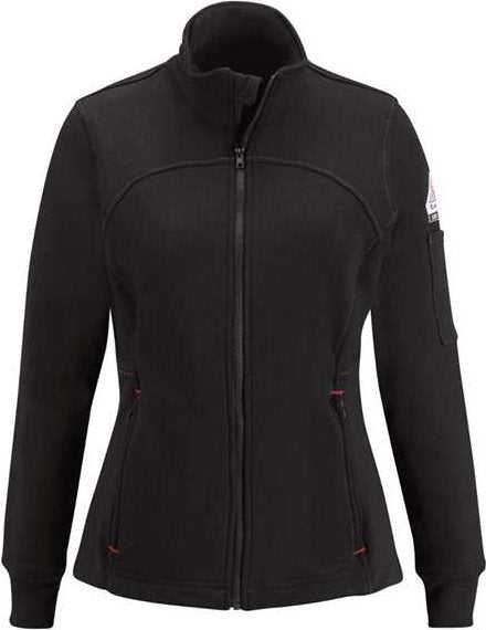 Bulwark SEZ3 Women&#39;s Zip Front Fleece Jacket-Cotton/Spandex Blend - Black - HIT a Double - 1