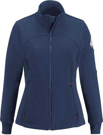 Bulwark SEZ3 Women&#39;s Zip Front Fleece Jacket-Cotton/Spandex Blend - Navy - HIT a Double - 1