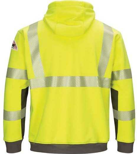 Bulwark SMB4 Hi-Visibility Color-Blocked Pullover Hooded Fleece Sweatshirt - Yellow/ Green - HIT a Double - 2