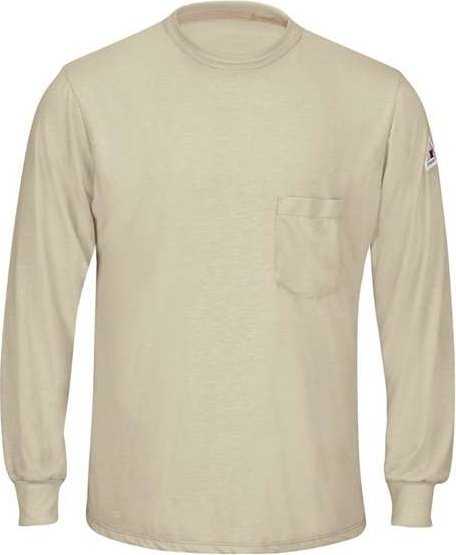 Bulwark SMT8L Long Sleeve Lightweight T-Shirt - Long Sizes - Khaki - HIT a Double - 1