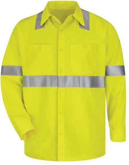 Bulwark SMW4L High Visibility Long Sleeve Work Shirt Long Sizes - Yellow/ Green - HIT a Double - 1