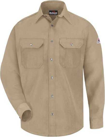 Bulwark SNS2L Snap-Front Uniform Shirt - Nomex IIIA - 4.5 oz. - Long Sizes - Tan - HIT a Double - 1