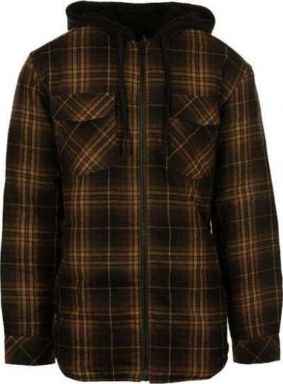 Burnside 8620 Quilted Flannel Hooded Jacket - Brown/ Black - HIT a Double - 1