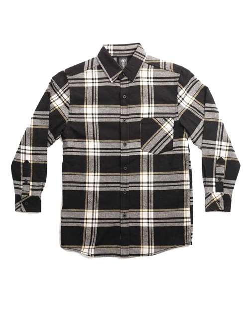 Burnside 4212 Youth Open Pocket Long Sleeve Flannel Shirt - Black Ecru - HIT a Double
