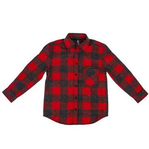 Burnside 4212 Youth Open Pocket Long Sleeve Flannel Shirt - Red Heather Black - HIT a Double