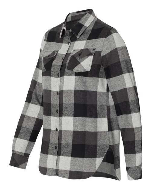 Burnside 5210 Women&#39;s Yarn-Dyed Long Sleeve Flannel Shirt - Black Grey - HIT a Double