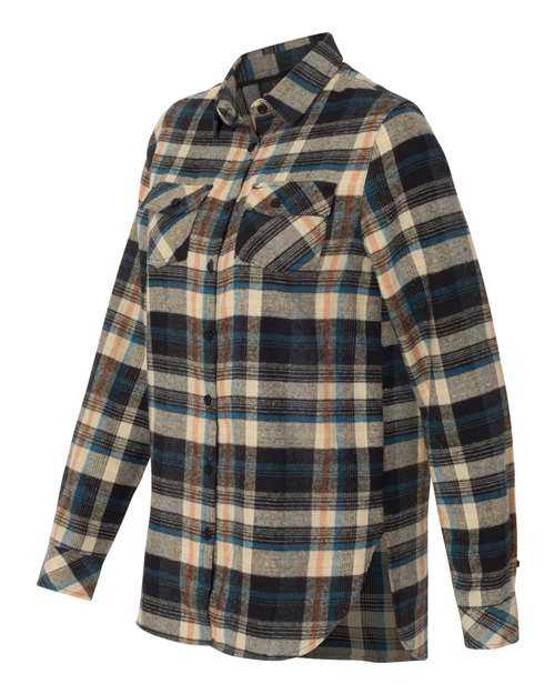 Burnside 5210 Women&#39;s Yarn-Dyed Long Sleeve Flannel Shirt - Dark Khaki - HIT a Double