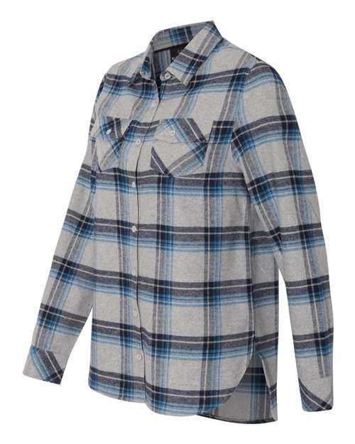 Burnside 5210 Women&#39;s Yarn-Dyed Long Sleeve Flannel Shirt - Grey Blue - HIT a Double