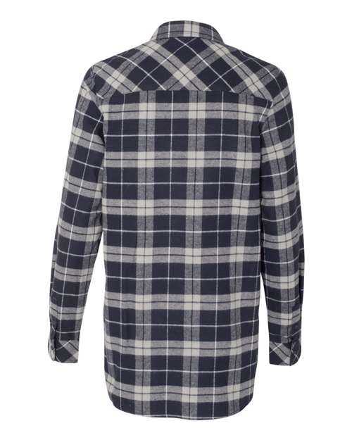 Burnside 5210 Women&#39;s Yarn-Dyed Long Sleeve Flannel Shirt - Navy Grey - HIT a Double