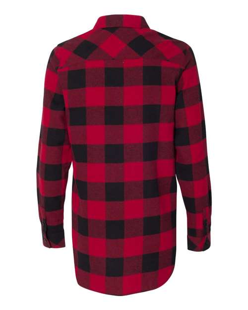 Burnside 5210 Women&#39;s Yarn-Dyed Long Sleeve Flannel Shirt - Red Black Buffalo - HIT a Double