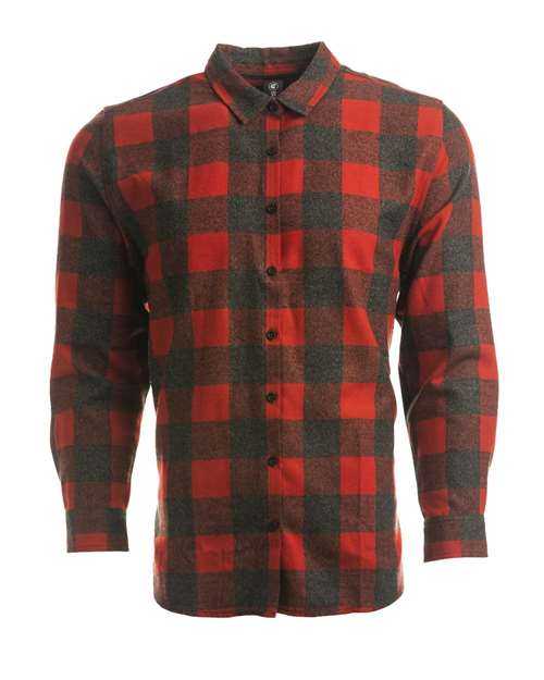Burnside 5212 Women&#39;s No Pocket Yarn-Dyed Long Sleeve Flannel Shirt - Red Heather Black - HIT a Double