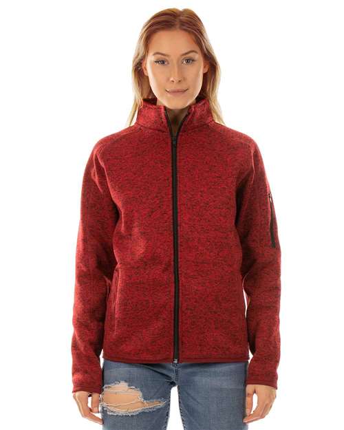 Burnside 5901 Women&#39;s Sweater Knit Jacket - Heather Red - HIT a Double