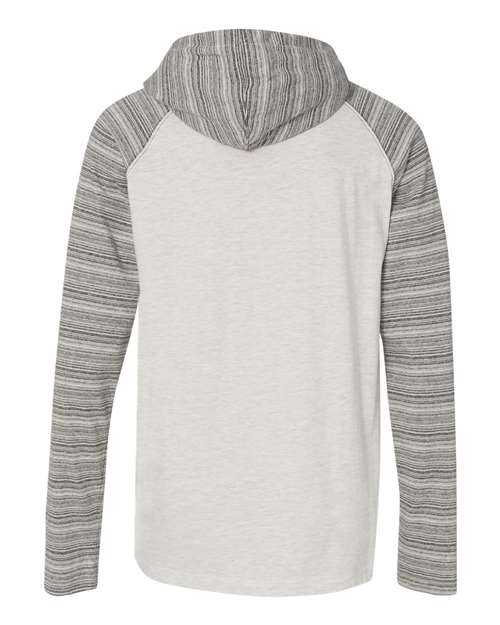 Burnside 8127 Yarn-Dyed Hooded Raglan T-Shirt - Heather Ecru Ecru Stripe - HIT a Double
