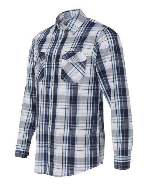Burnside 8202 Long Sleeve Plaid Shirt - Navy - HIT a Double