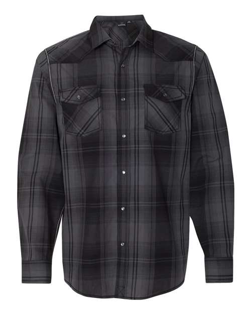 Burnside 8206 Long Sleeve Western Shirt - Black Grey - HIT a Double