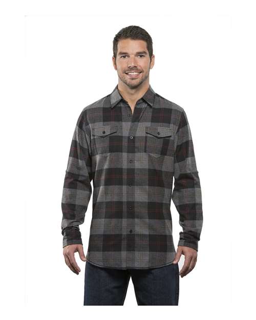 Burnside 8210 Yarn-Dyed Long Sleeve Flannel Shirt - Black Steel - HIT a Double