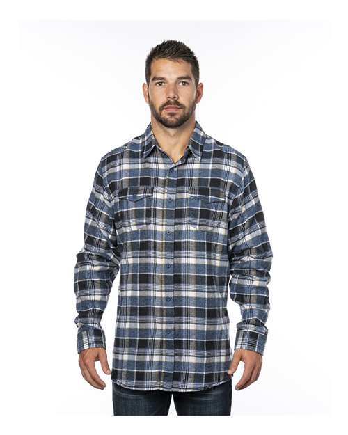 Burnside 8210 Yarn-Dyed Long Sleeve Flannel Shirt - Blue - HIT a Double