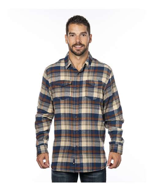 Burnside 8210 Yarn-Dyed Long Sleeve Flannel Shirt - Brown - HIT a Double